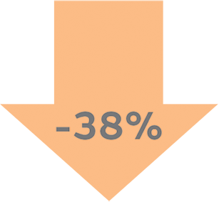 minus 38% arrow